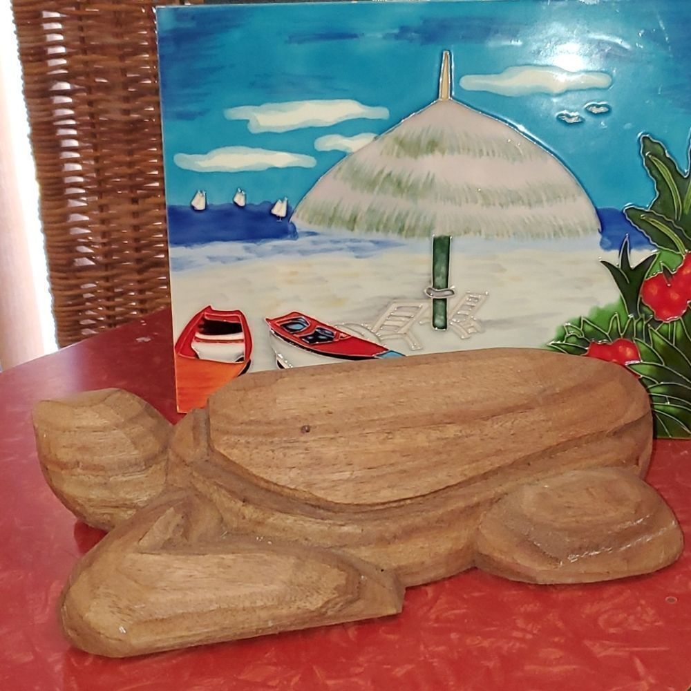 Hand Carved Wooden Turtle Hawaiian Honu